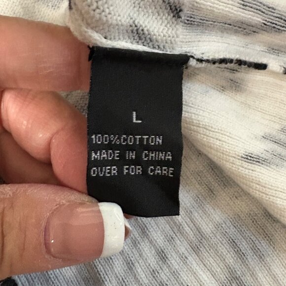 AB Studio Sweater Womens Size Large Black White Floral Button Front Cardigan - Picture 6 of 8